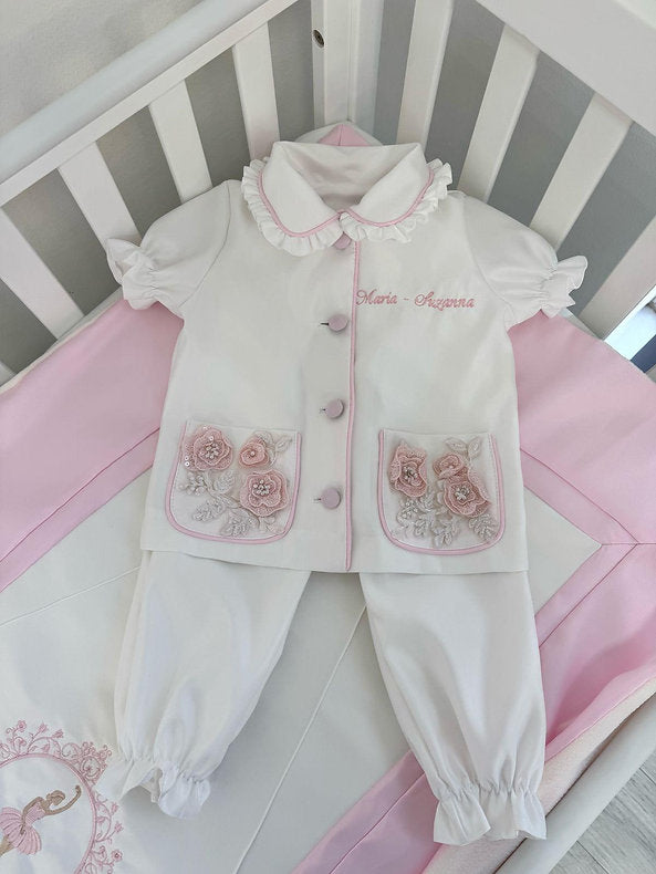 Girls pyjamas with added lace detailing