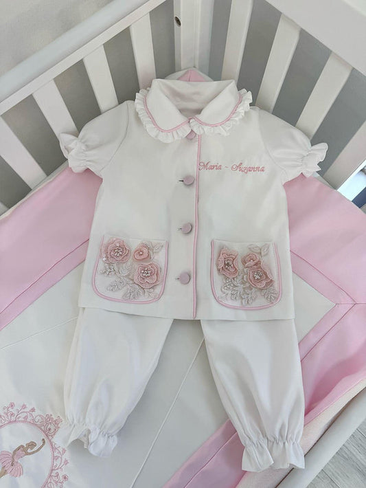 Girls pyjamas with added lace detailing